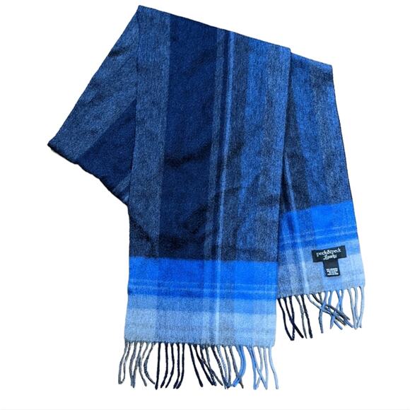 Peck & Peck luxury cashmere scarf blue fringe - Picture 1 of 4
